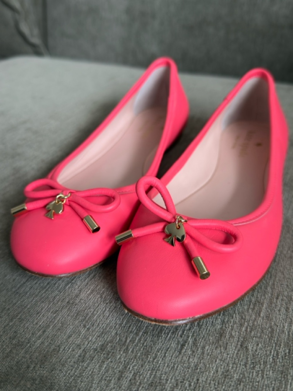 Kate Spade Willa Ballet Flats Coral Pink Leather Bow Detail | 5.5 - Picture 8 of 9